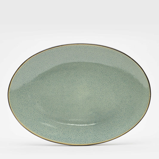 Platte Max Grün Teller oval groß 32x23cm Geschirr Töchter&Söhne