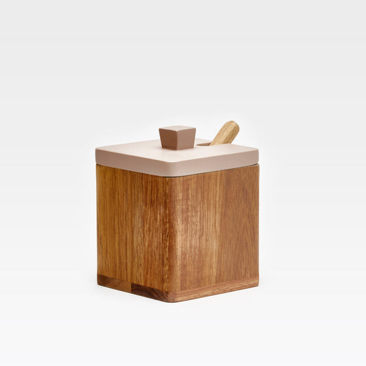 Woody Box mit Deckel und Löffel Akazie und rubber coating taupe Zubehör Töchter&Söhne
