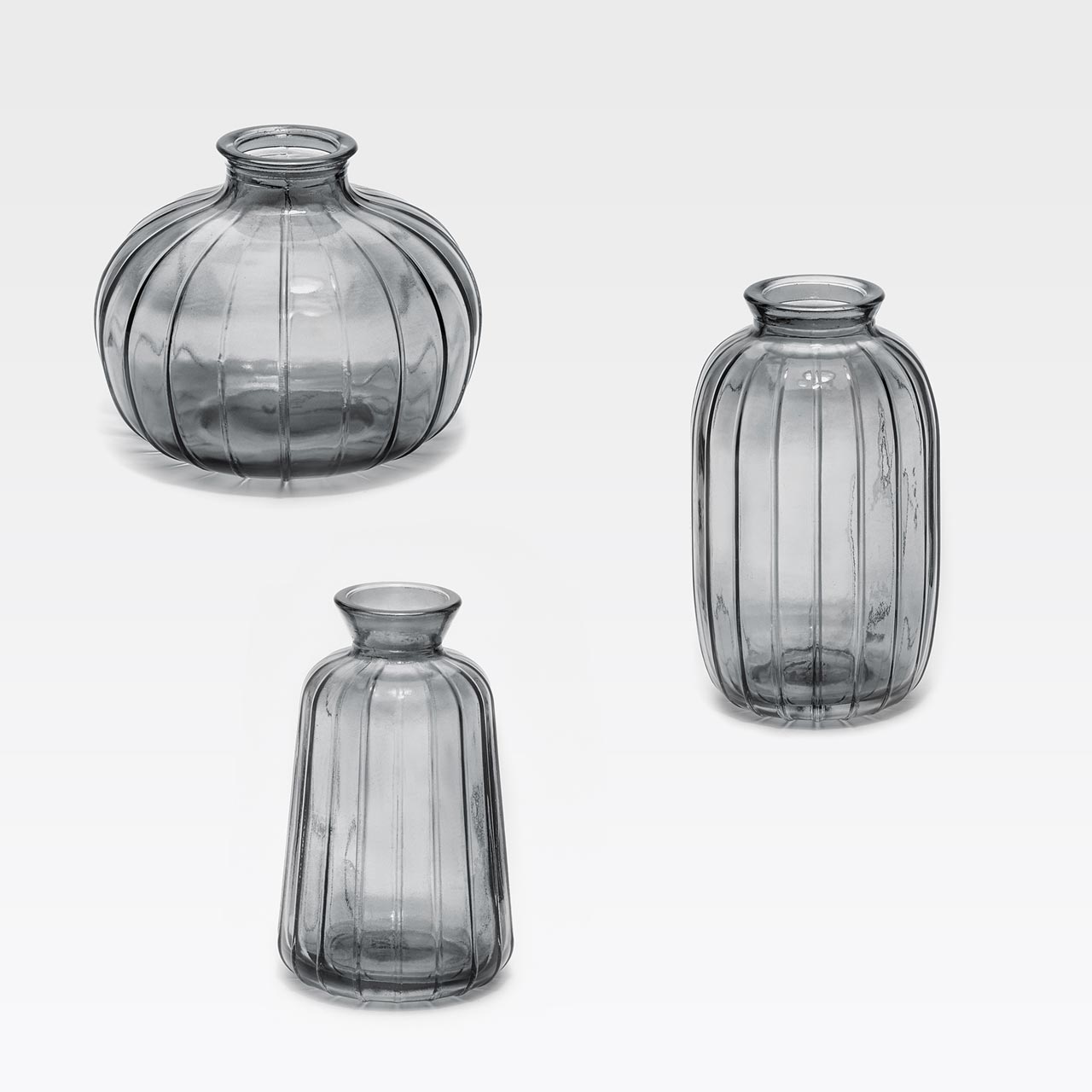 Fiori 3er Set Mini-Vasen Grau