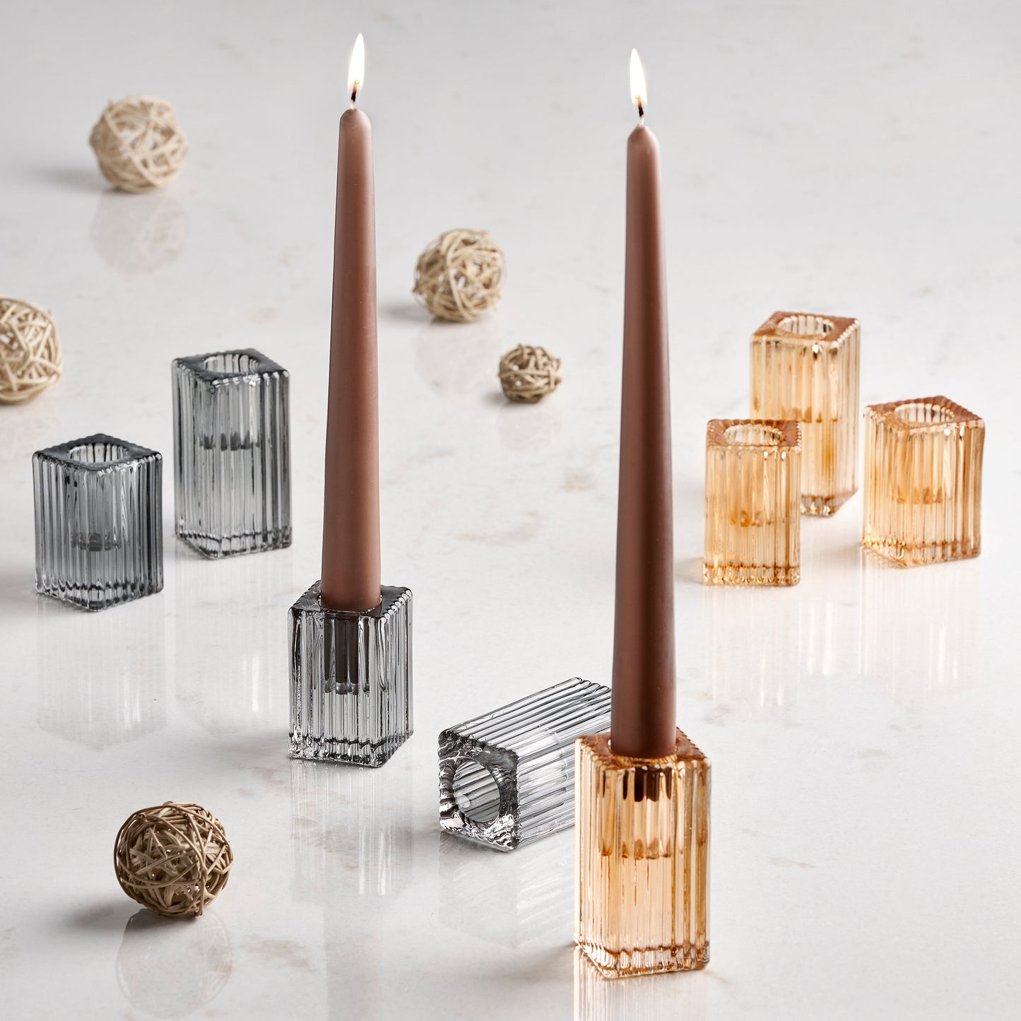 Riffel Kerzenhalter Klein Smoke